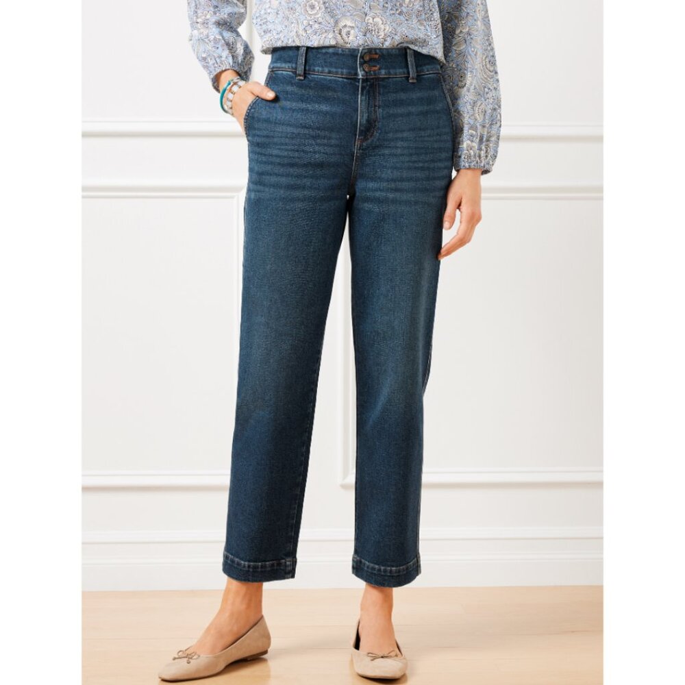 TALBOTS Womens' Darien Wash High Waist Straight Ankle Jeans Size 16